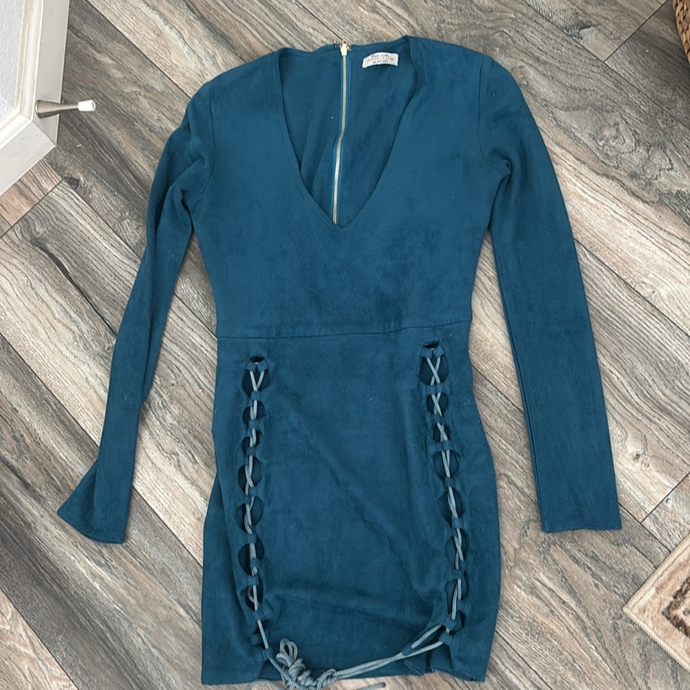 Teal Long Sleeve Lace-Up Dress
Oh Polly (Size 8) festival dress 
Worn once